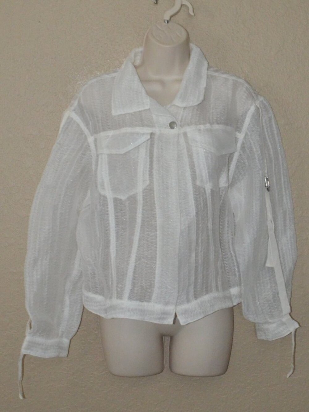 NWT Sz 38 S 4 AVIU White Sheer Cropped Jacket